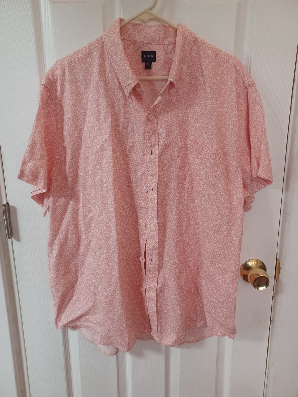 J.Crew Men's Linen/Cotton Button Down Shirt Pink White Micro Floral Size XXL